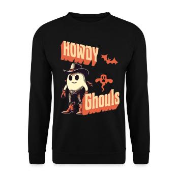 Drôle Cowboy Ghost Salutation Ghosts Girls - Sweat-shirt Unisexe - noir - Devant - Alina (178cm) & Michal (187cm)