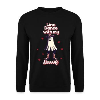 Funny Cowboy With Boots Line Dance Ghost - Unisex Sweatshirt - black - Front - Alina (178cm) & Michal (187cm)