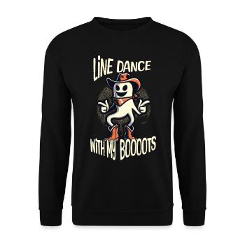 Cowboy Mit Boots Line Dance Gespenst - Unisex Pullover - Schwarz - Vorne - Alina (178cm) & Michal (187cm)