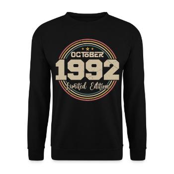 Born in October 1992 Retro Birthday October 1992 - Unisex Sweatshirt - black - Front - Alina (178cm) & Michal (187cm)