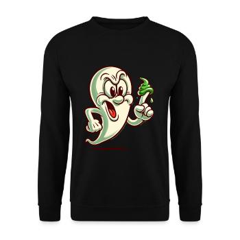 Lustiger Popel Geist Retro Cartoon Stil Booger - Unisex Pullover - Schwarz - Vorne - Alina (178cm) & Michal (187cm)