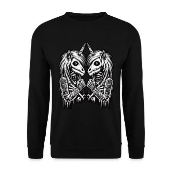 Creepy Gothic Unicorn Aesthetic Goth Design - Unisex Sweatshirt - black - Front - Alina (178cm) & Michal (187cm)