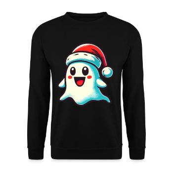 Cute Christmas Ghost Last Minute Costume - Unisex Sweatshirt - black - Front - Alina (178cm) & Michal (187cm)