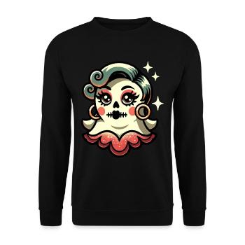 Funny Glamour Ghoul Flashy Halloween Girl - Unisex Sweatshirt - black - Front - Alina (178cm) & Michal (187cm)