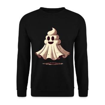 Lustiges Kackhaufen Gespenst Bull Sheet Kacke - Unisex Pullover - Schwarz - Vorne - Alina (178cm) & Michal (187cm)