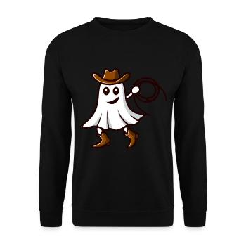Cowboy Ghost Funny Halloween Design - Unisex Sweatshirt - black - Front - Alina (178cm) & Michal (187cm)