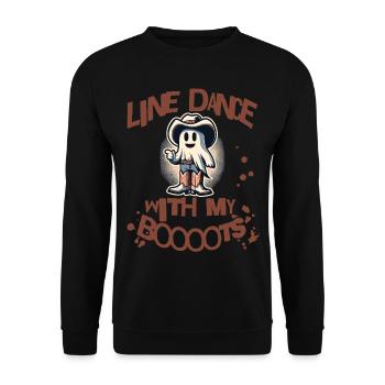 Cowboy Mit Boots Line Dance Gespenst - Unisex Pullover - Schwarz - Vorne - Alina (178cm) & Michal (187cm)