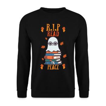 Read In Peace Cute Book Lover Ghost - Unisex Sweatshirt - black - Front - Alina (178cm) & Michal (187cm)