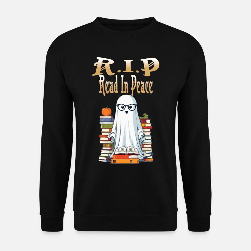 Cute Book Lover Ghost Halloween - Unisex Sweatshirt - black