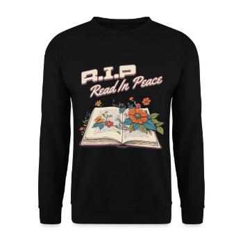 Drôle d’amateur de livres Design Lecture en paix - Sweat-shirt Unisexe - noir - Devant - Alina (178cm) & Michal (187cm)
