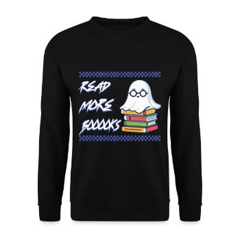 Cute Book Lover Ghost Funny Saying - Unisex Sweatshirt - black - Front - Alina (178cm) & Michal (187cm)