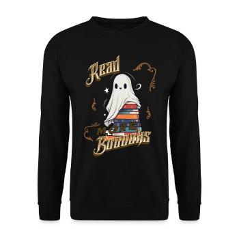 ScaryCute Book Lover Ghost Funny - Unisex Sweatshirt - black - Front - Alina (178cm) & Michal (187cm)