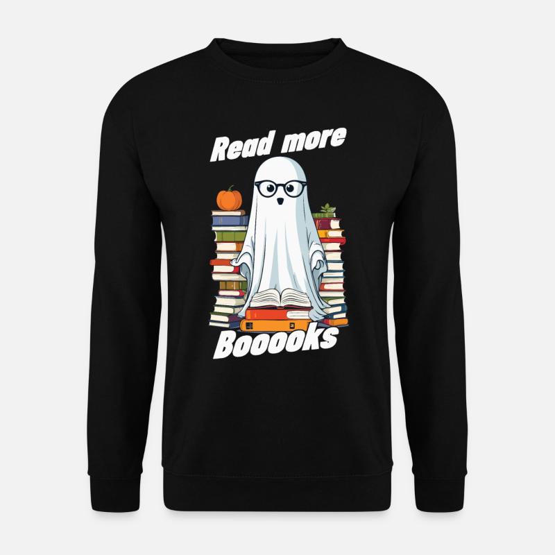 Niedliches Buchliebhaber Gespenst lustiger Spruch - Unisex Pullover - Schwarz