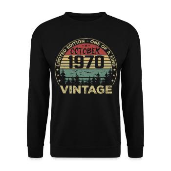 Anniversaire Millésime Fabriqué en Octobre 1970 - Sweat-shirt Unisexe - noir - Devant - Alina (178cm) & Michal (187cm)