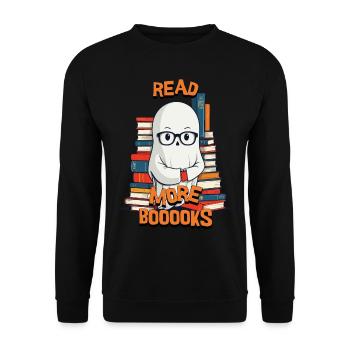 Cute Book Lover Ghost Costume Idea - Unisex Sweatshirt - black - Front - Alina (178cm) & Michal (187cm)