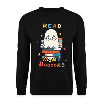 Cute Book Lover Ghost Halloween - Unisex Sweatshirt - black - Front - Alina (178cm) & Michal (187cm)