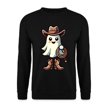 Cowboy Ghost Funny Halloween Design - Unisex Sweatshirt - black - Front - Alina (178cm) & Michal (187cm)