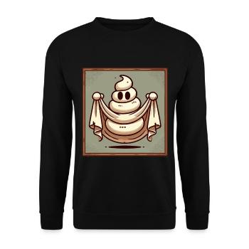 Lustiges Kackhaufen Gespenst Bull Sheet Kacke - Unisex Pullover - Schwarz - Vorne - Alina (178cm) & Michal (187cm)