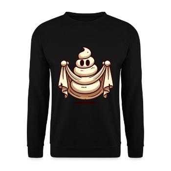 Lustiges Kackhaufen Gespenst Bull Sheet Kacke - Unisex Pullover - Schwarz - Vorne - Alina (178cm) & Michal (187cm)