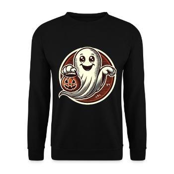 Niedliches Halloween Gespenst Trick Or Treat - Unisex Pullover - Schwarz - Vorne - Alina (178cm) & Michal (187cm)