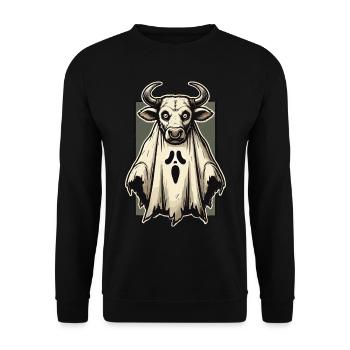 Creepy Cow Ghost Bull Sheet Costume Idea - Unisex Sweatshirt - black - Front - Alina (178cm) & Michal (187cm)