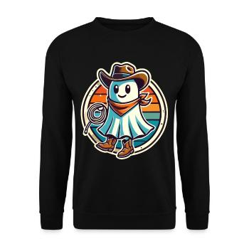 Cowboy fantôme drôle Halloween design - Sweat-shirt Unisexe - noir - Devant - Alina (178cm) & Michal (187cm)