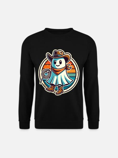 Cowboy Ghost Funny Halloween Design - Unisex Sweatshirt - black