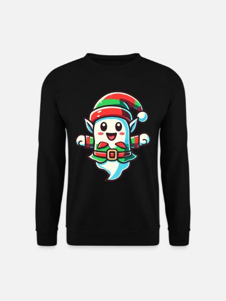 Cute Christmas Ghost Christmas Elf - Unisex Sweatshirt - black