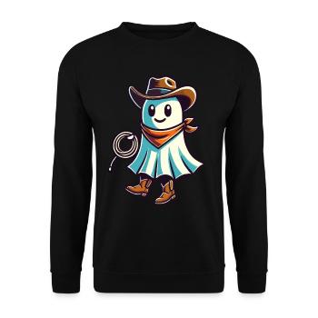 Cowboy Ghost Funny Halloween Design - Unisex Sweatshirt - black - Front - Alina (178cm) & Michal (187cm)