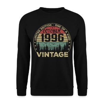 Vintage Anniversary Made in October 1996 - Unisex Sweatshirt - black - Front - Alina (178cm) & Michal (187cm)