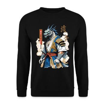 Dragon Samurai Vintage Ukiyo-e Style - Unisex Sweatshirt - black - Front - Alina (178cm) & Michal (187cm)