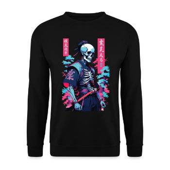 Oni squelette samouraï vaporwave esthétique japon style - Sweat-shirt Unisexe - noir - Devant - Alina (178cm) & Michal (187cm)