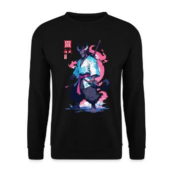 Samouraï Oni Yokai Esthétique Style Vaporwave - Sweat-shirt Unisexe - noir - Devant - Alina (178cm) & Michal (187cm)