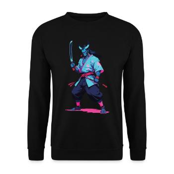 Samouraï Oni Yokai Esthétique Style Vaporwave - Sweat-shirt Unisexe - noir - Devant - Alina (178cm) & Michal (187cm)