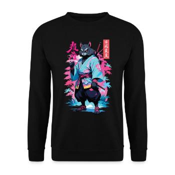 Tanuki Yokai Vaporwave Esthétique Art des samouraïs - Sweat-shirt Unisexe - noir - Devant - Alina (178cm) & Michal (187cm)