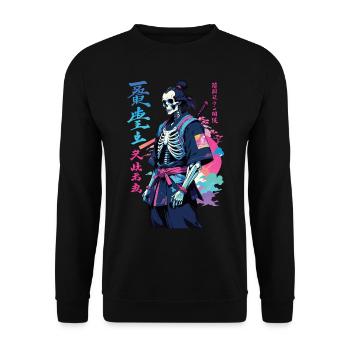 Oni Skeleton Samurai Vaporwave Esthétique - Sweat-shirt Unisexe - noir - Devant - Alina (178cm) & Michal (187cm)