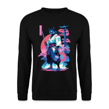 Tanuki Yokai Vaporwave Aesthetic Samurai Art - Unisex Sweatshirt - black - Front - Alina (178cm) & Michal (187cm)