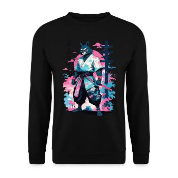 Tanuki Yokai Vaporwave Aesthetic Samurai Art - Unisex Sweatshirt - black - Front - Alina (178cm) & Michal (187cm)