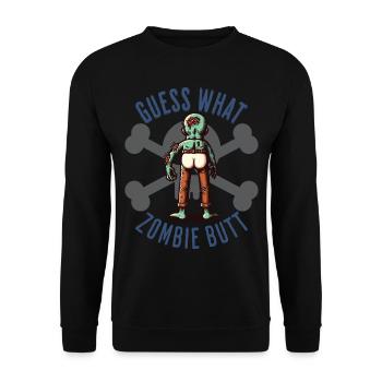 Halloween guess what zombie butt surprise - Unisex Sweatshirt - black - Front - Alina (178cm) & Michal (187cm)