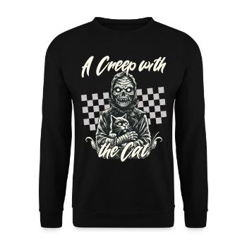 gruseliHalloween: A scary with the cat - Unisex Sweatshirt - black - Front - Alina (178cm) & Michal (187cm)