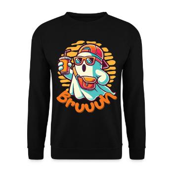 Cooles Halloween Gespenst Sagt Bruh - Unisex Pullover - Schwarz - Vorne - Alina (178cm) & Michal (187cm)