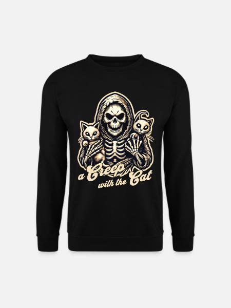 Ein Gruseler Mit Katzen Für Halloween Fans - Unisex Pullover - Schwarz
