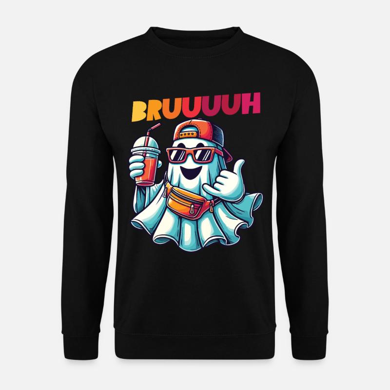 Cool Halloween Ghost Says Bruh - Unisex Sweatshirt - black