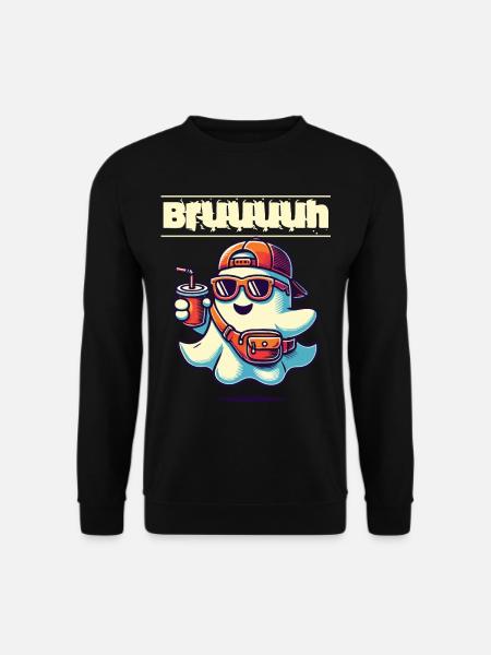 Cool Halloween Ghost Says Bruh - Unisex Sweatshirt - black