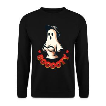 Drôle Halloween Vintage Rétro Booty Ghost Fun - Sweat-shirt Unisexe - noir - Devant - Alina (178cm) & Michal (187cm)