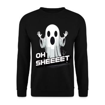 Halloween Oh Sheet Gespenst Lustig - Unisex Pullover - Schwarz - Vorne - Alina (178cm) & Michal (187cm)
