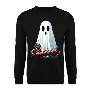 Oh Sheet Gespenst Lustig Halloween Spaß - Unisex Pullover - Schwarz - Vorne - Alina (178cm) & Michal (187cm)