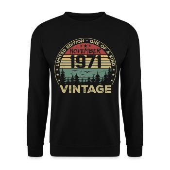 Novembre 1971 Cadeau Vintage - Né en Novembre 1971 - Sweat-shirt Unisexe - noir - Devant - Alina (178cm) & Michal (187cm)