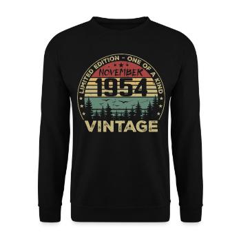 Novembre 1954 Cadeau Vintage - Né en Novembre 1954 - Sweat-shirt Unisexe - noir - Devant - Alina (178cm) & Michal (187cm)