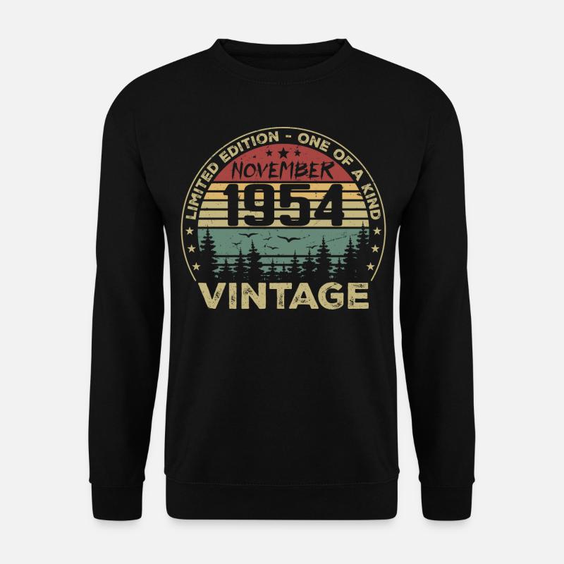 November 1954 Vintage Geschenk - Geboren im November 1954 - Unisex Pullover - Schwarz